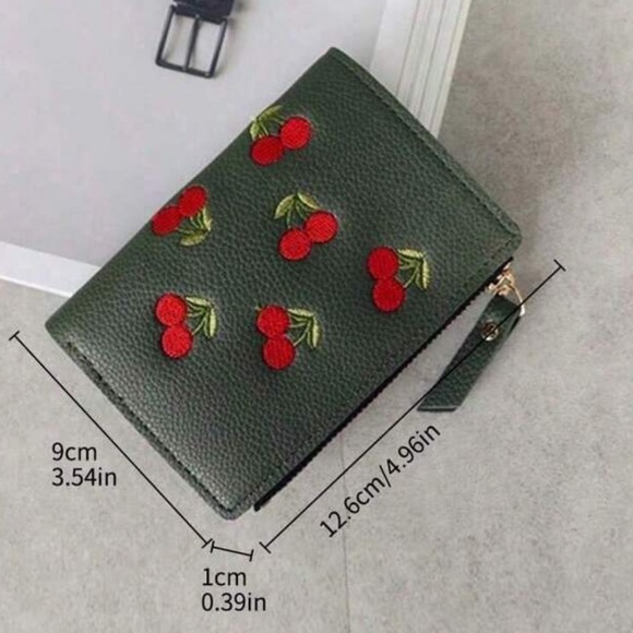 🍒NEW Green Cherry Embroidered Wallet🍒 - Picture 3 of 5
